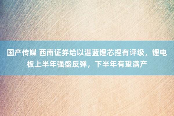 国产传媒 西南证券给以湛蓝锂芯捏有评级，锂电板上半年强盛反弹，下半年有望满产