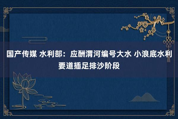 国产传媒 水利部：应酬渭河编号大水 小浪底水利要道插足排沙阶段