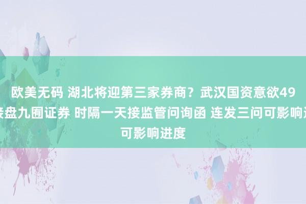 欧美无码 湖北将迎第三家券商？武汉国资意欲49亿接盘九囿证券 时隔一天接监管问询函 连发三问可影响进度