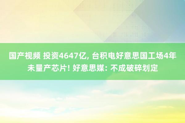 国产视频 投资4647亿， 台积电好意思国工场4年未量产芯片! 好意思媒: 不成破碎划定