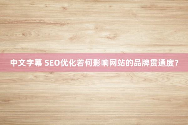 中文字幕 SEO优化若何影响网站的品牌贯通度？