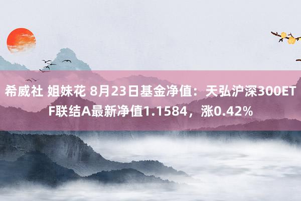 希威社 姐妹花 8月23日基金净值：天弘沪深300ETF联结A最新净值1.1584，涨0.42%