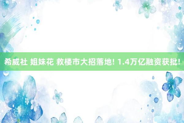 希威社 姐妹花 救楼市大招落地! 1.4万亿融资获批!