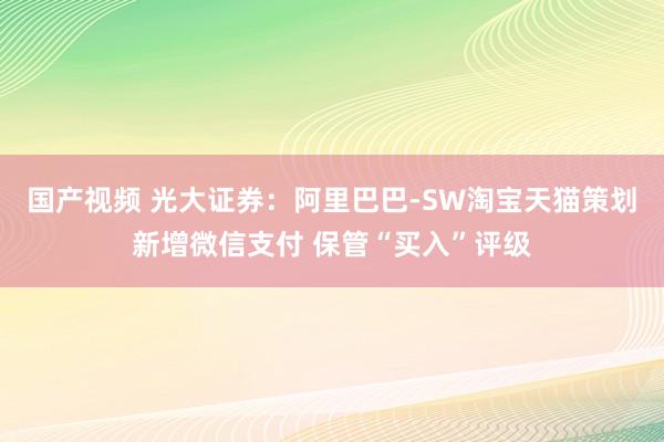 国产视频 光大证券：阿里巴巴-SW淘宝天猫策划新增微信支付 保管“买入”评级