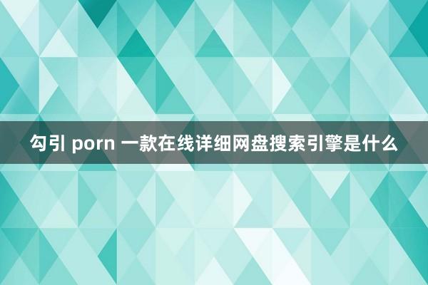 勾引 porn 一款在线详细网盘搜索引擎是什么