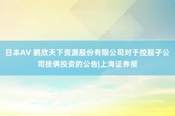 日本AV 鹏欣天下资源股份有限公司对于控股子公司技俩投资的公告|上海证券报